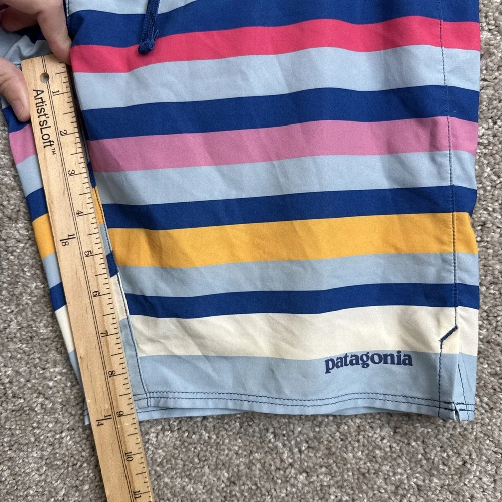 Patagonia Board Shorts Men's Size‎ 30 Striped Swim Trunks Drawstring Beach
